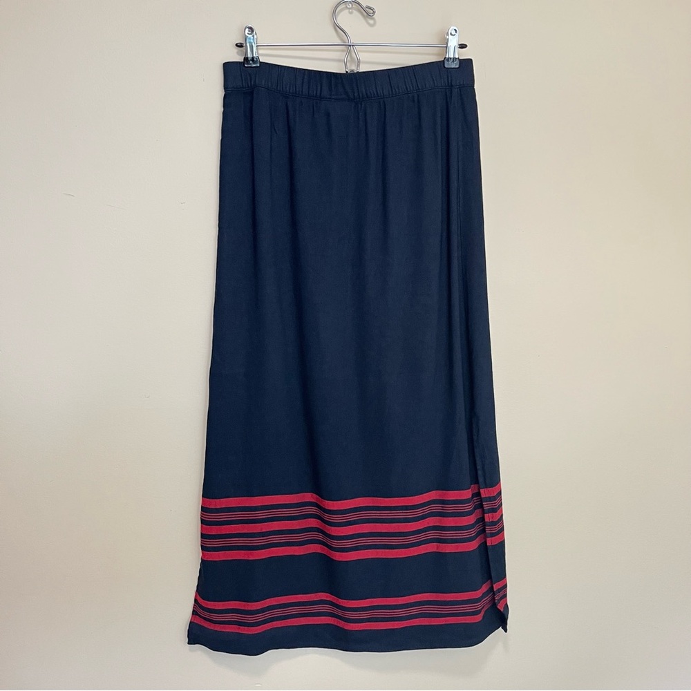 J. Jill Linen Blend Navy Blue With Red Stripes Skirt - Size XS - Picture 7 of 12